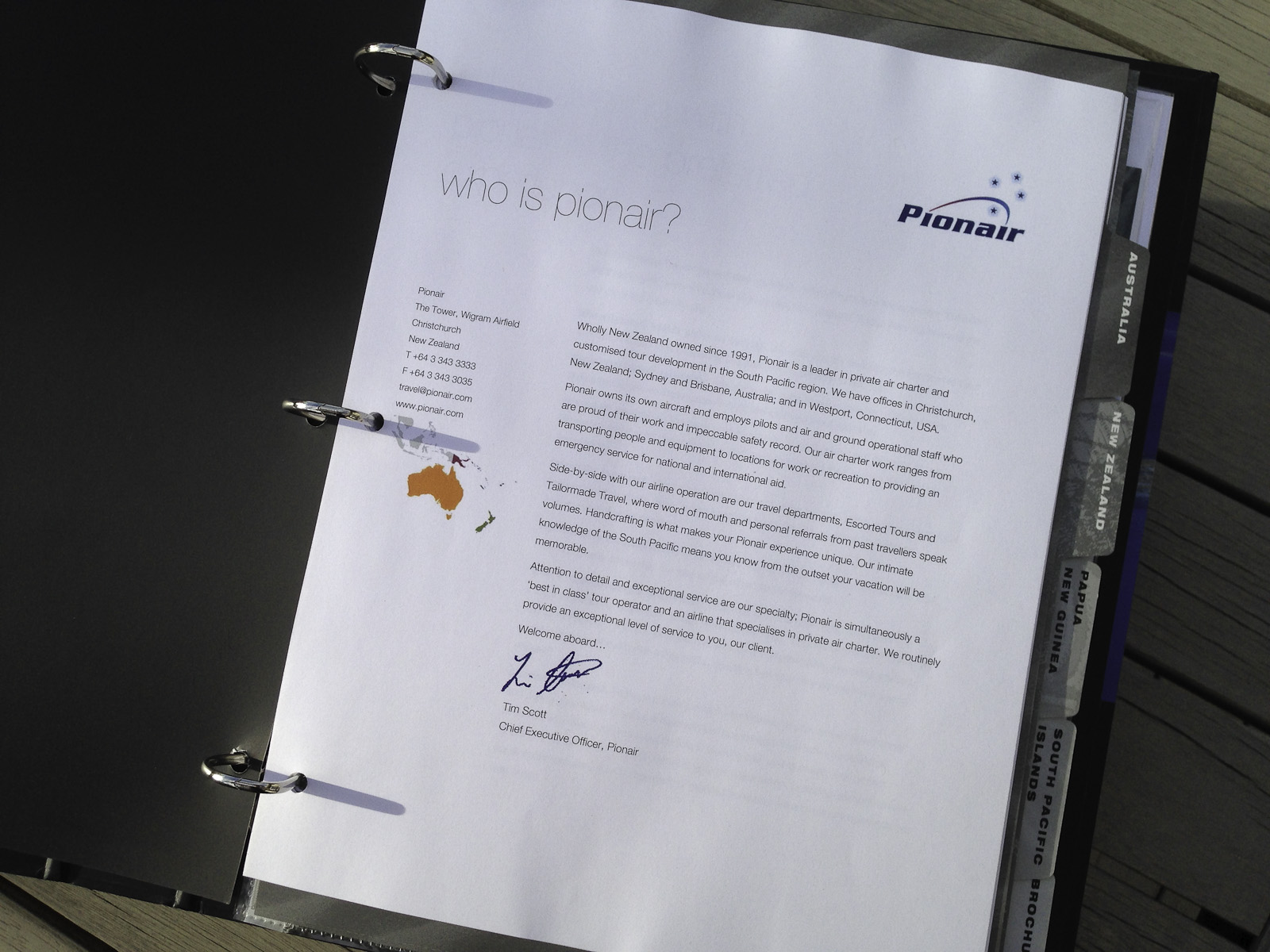 Who is Pionair? Introductory letter from Tim Scott.