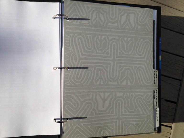Affluent Travel Agency Toolkit. Papua New Guinea tabbed section divider. Tapa cloth pattern.
