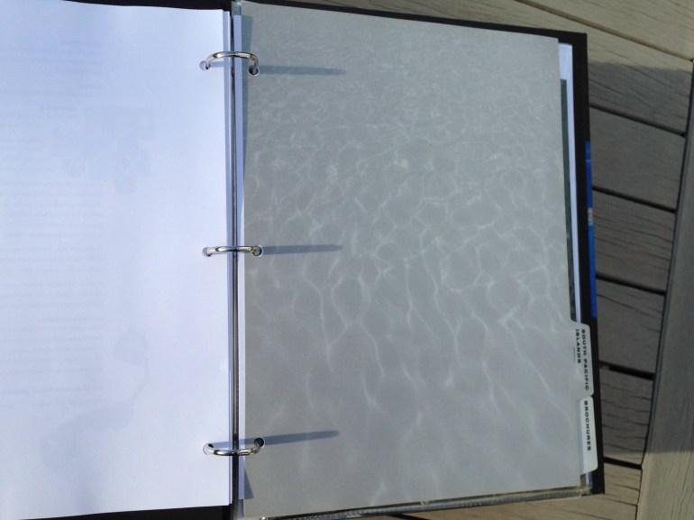 Affluent Travel Agency Toolkit. Pacific Islands tabbed section divider. Sundappled tropical island shallows texture.