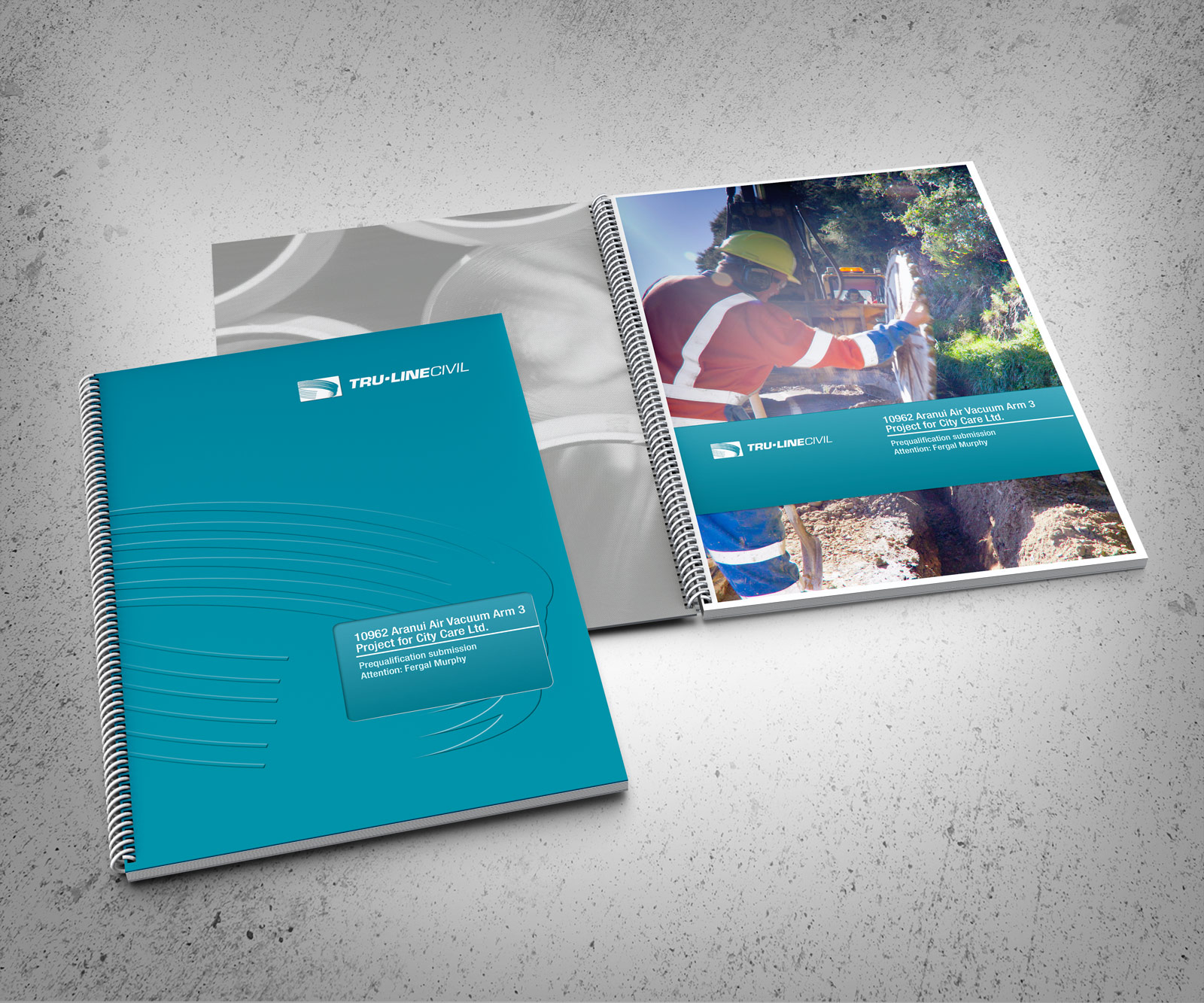 TruLine Civil, cover and inside spread of tender bid documents