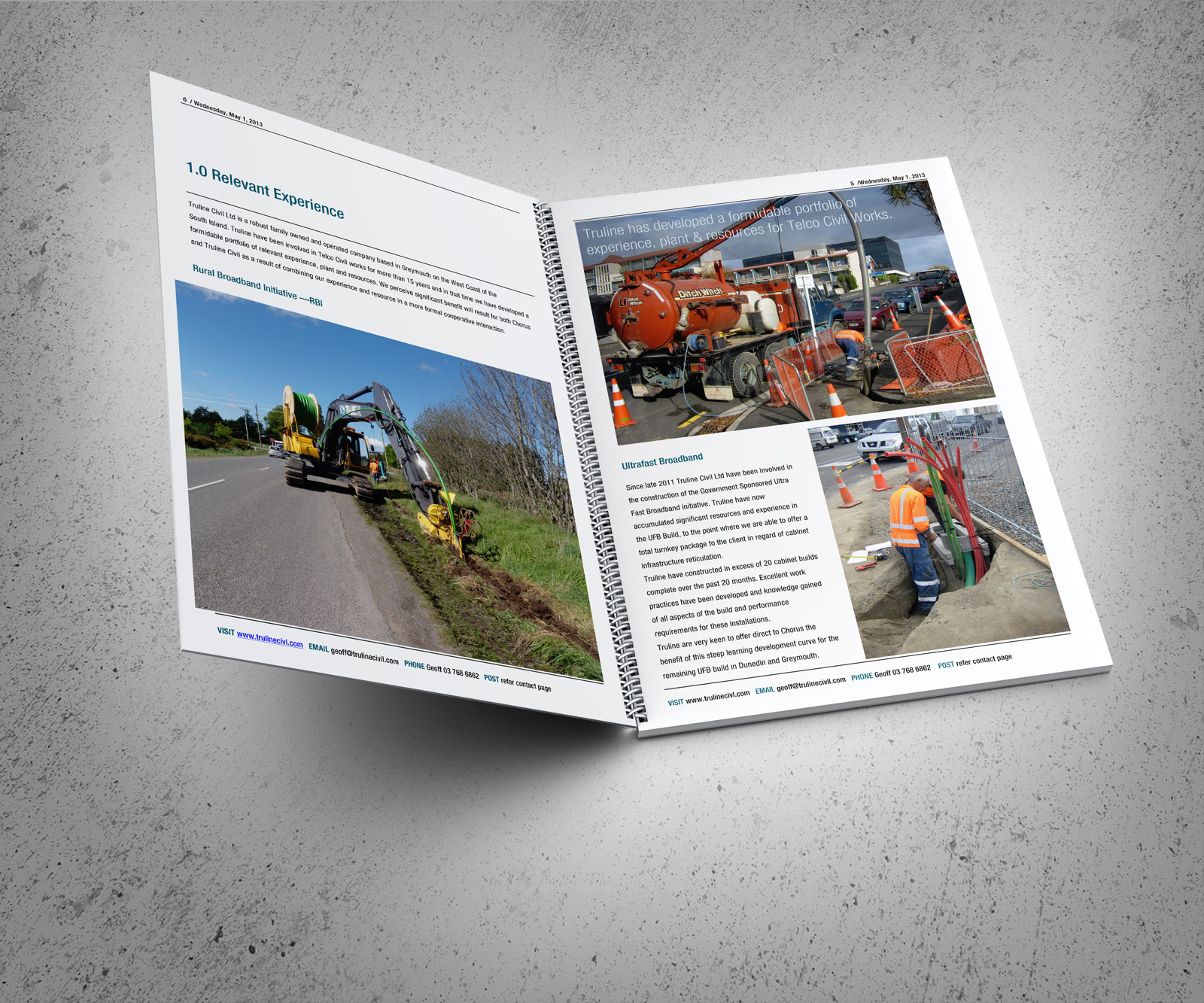 TruLine Civil tender bid document Relevant Experience spread