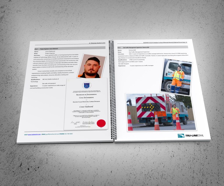 TruLine Civil tender bid document two key personnel CVs