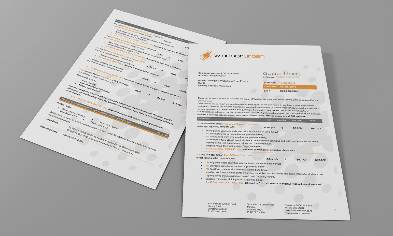 WindsorUrban custom Microsoft Word quote template document.