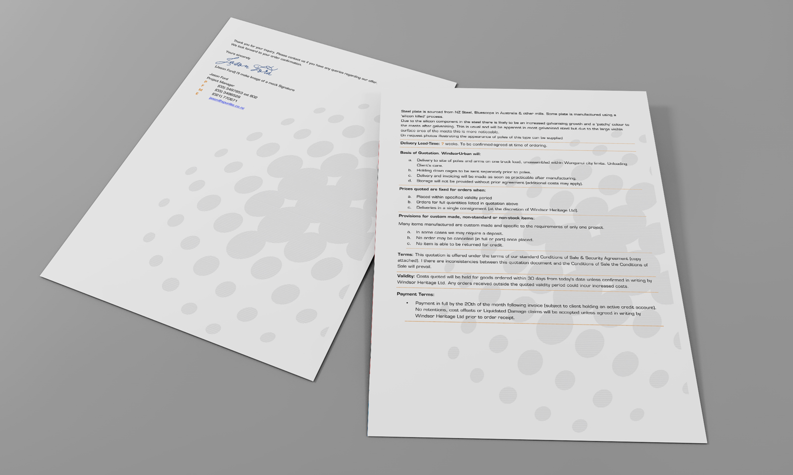 WindsorUrban custom Microsoft Word quote template document.