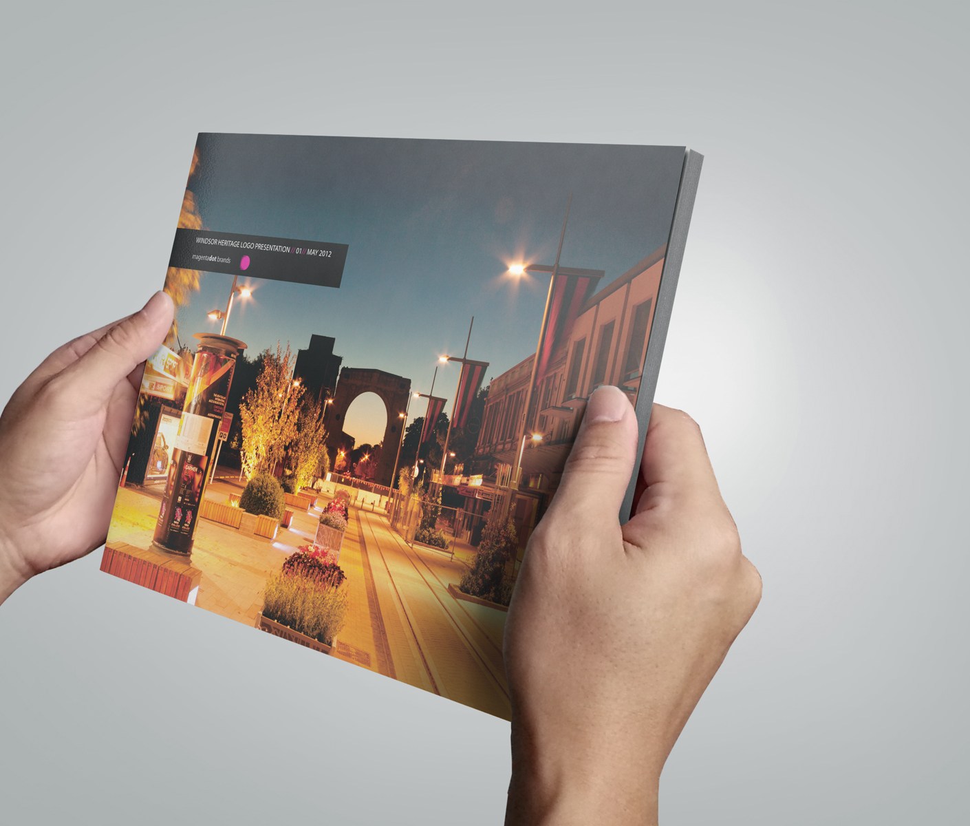 Cover, handheld WindsorUrban logo design presentation document