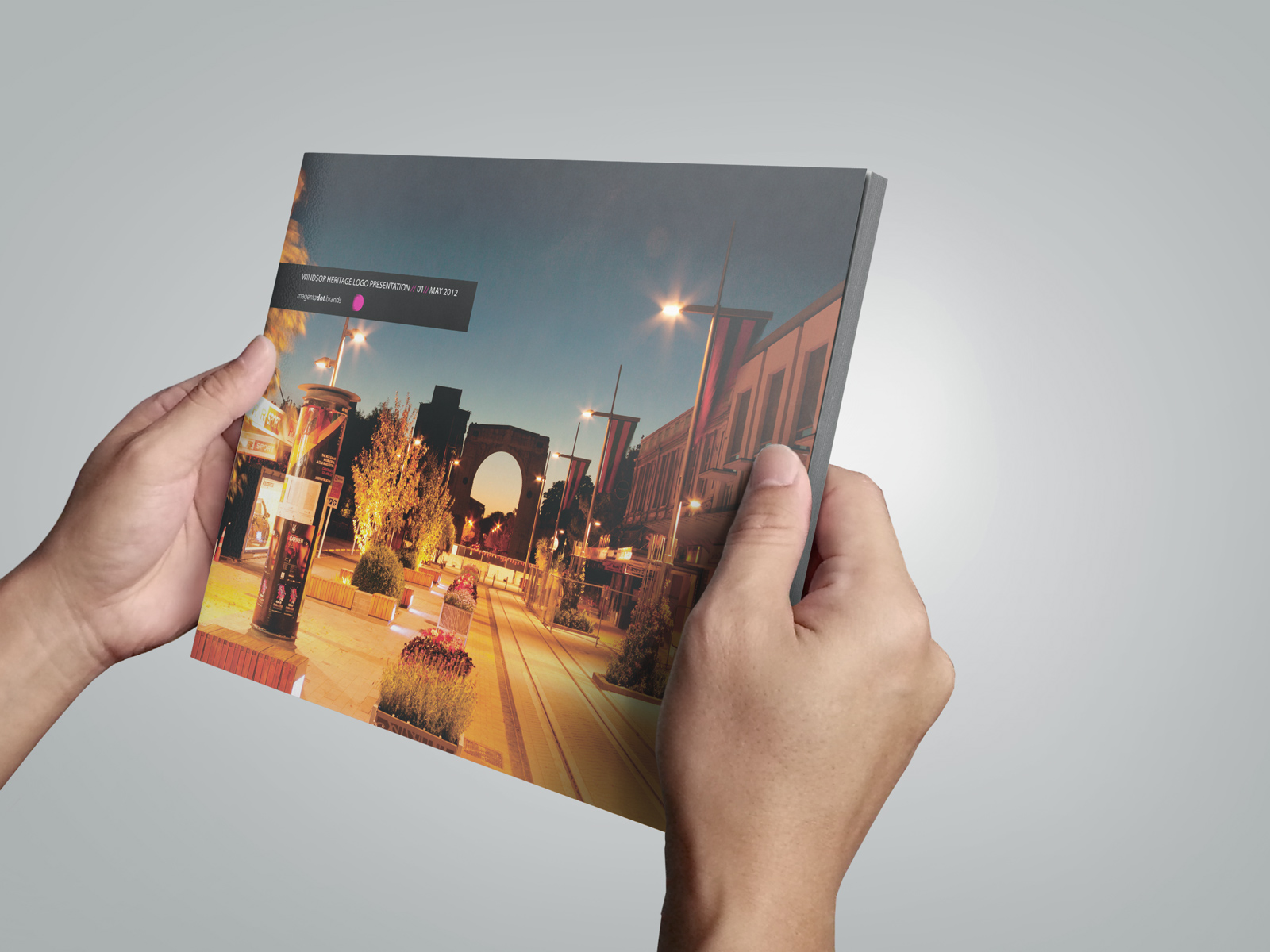 Cover, handheld WindsorUrban logo design presentation document