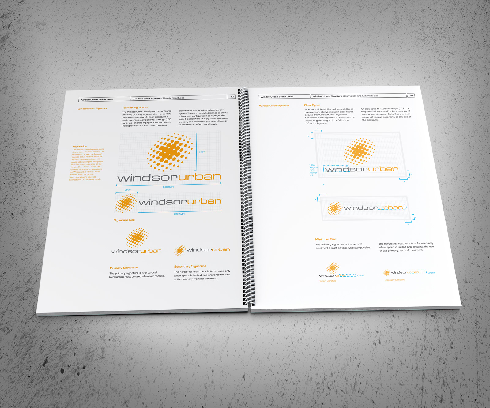Windsor Urban brand use document logo specifications spread
