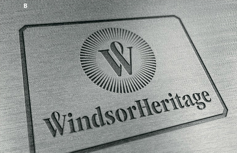 Windsor Heritage draft metal badge for product trimming.