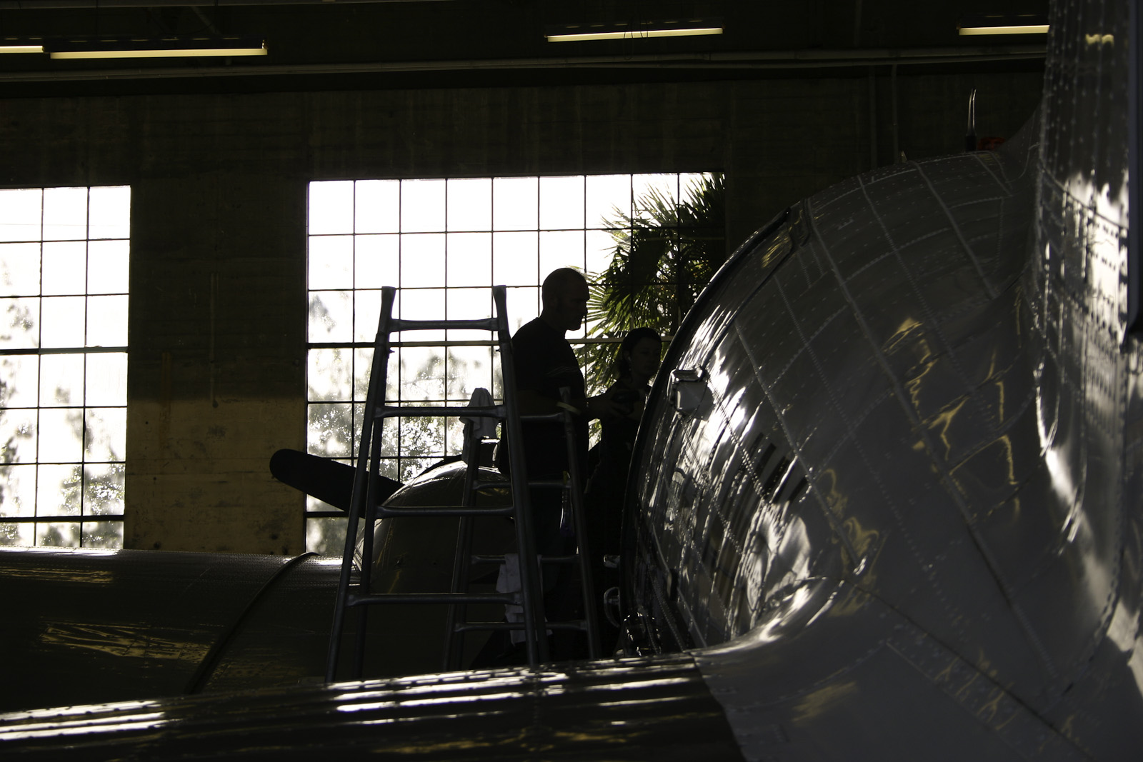 Southern DC3 ZK-AMY livery application, in the Hangar at Wigram