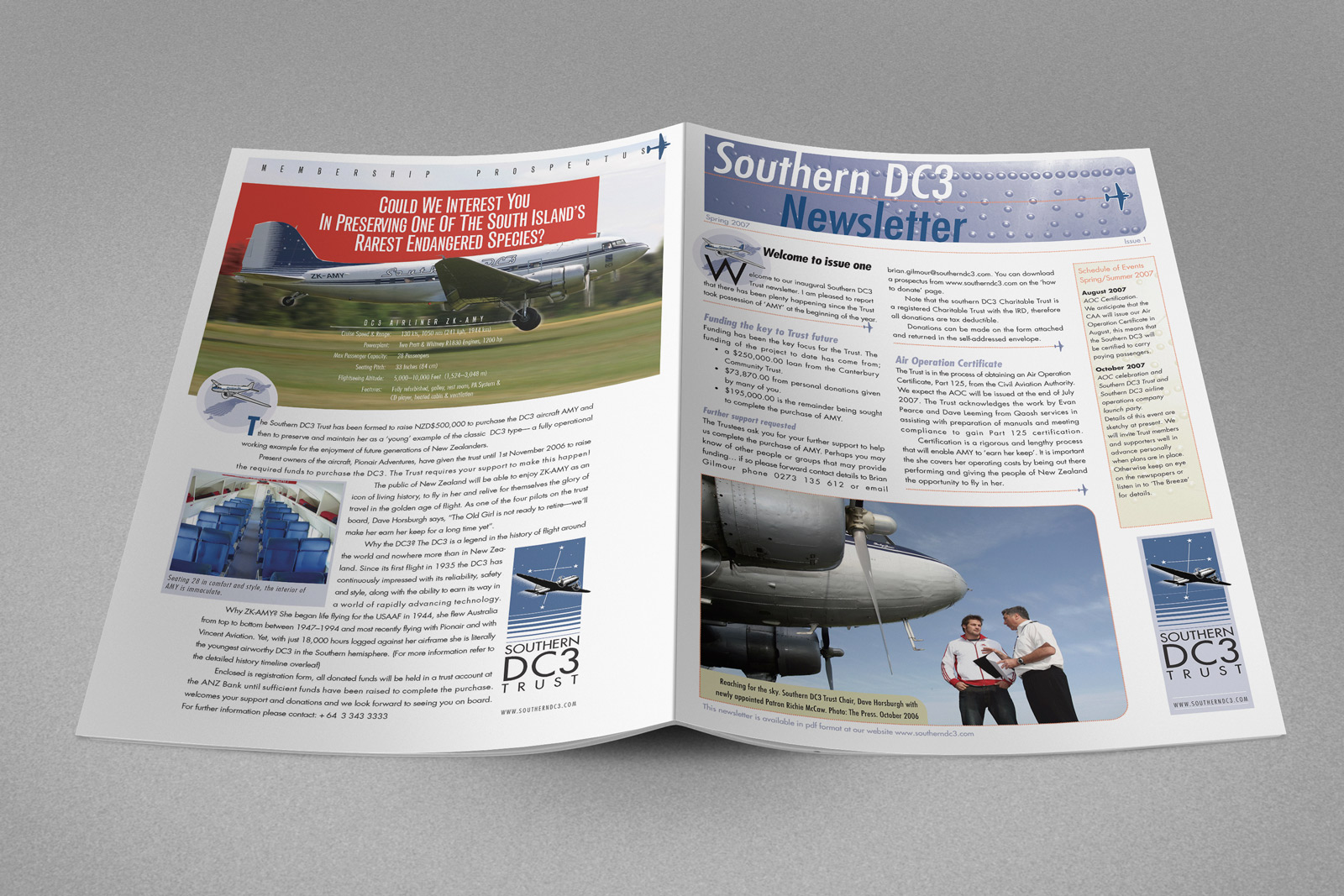 Southern DC3 Newsletter, Spring 2007, cover spread.