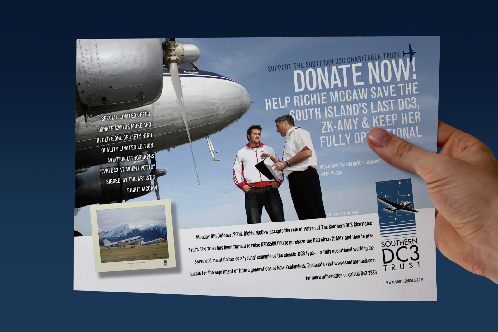 Southern DC3 Charitable Trust donations drive flyer.