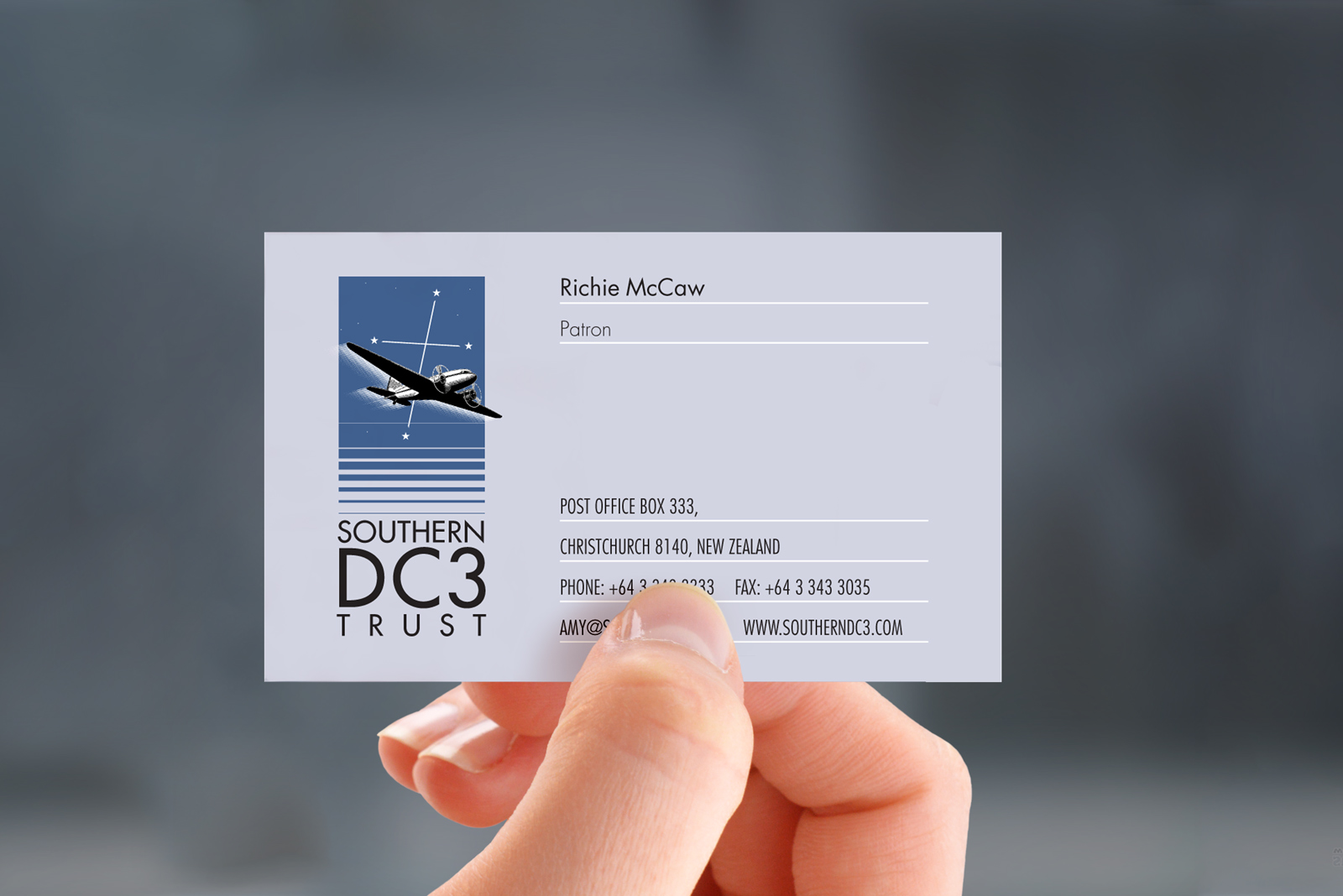 Southern DC3, Richie McCaw, Patron, business card