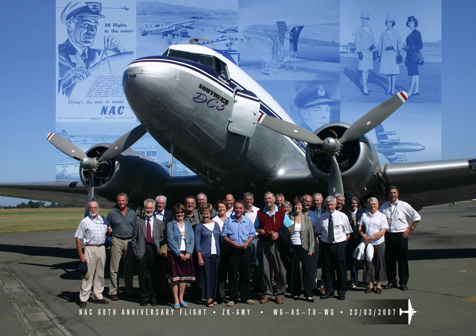 Group photo, Southern DC3, NAC 60th Anniversary Flight,