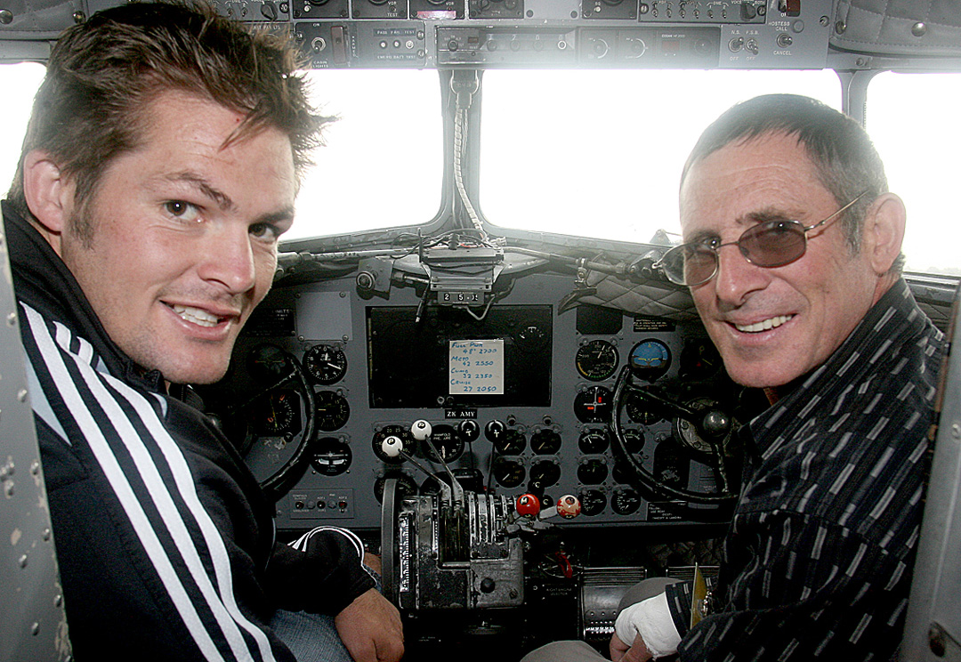Trust patron Richie McCaw smiling in the pilot’s seat of the Southern DC3.
