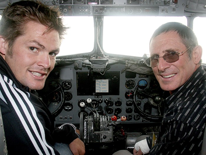 Trust patron Richie McCaw smiling in the pilot’s seat of the Southern DC3.