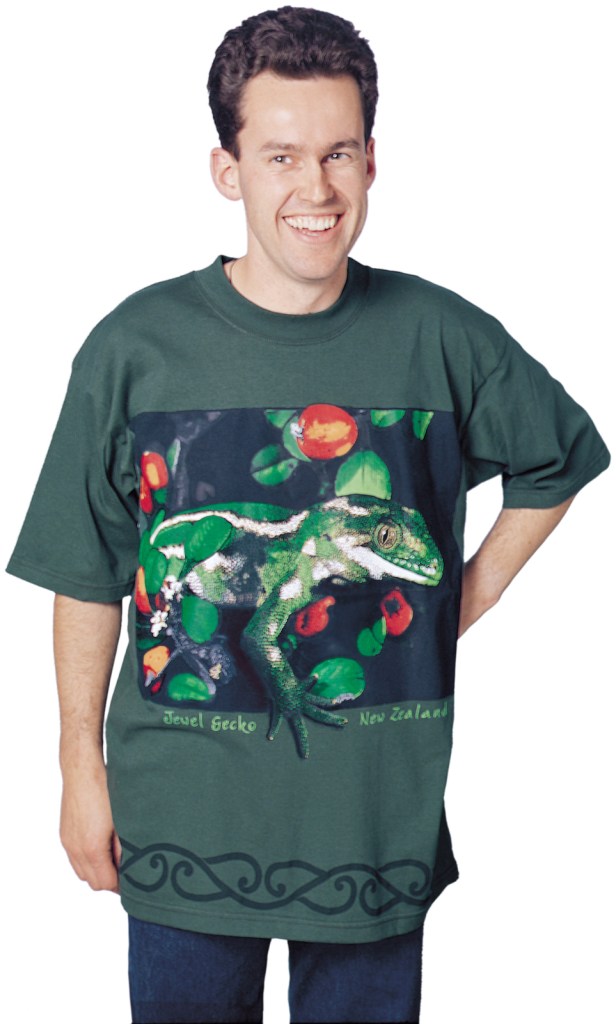 ‘Jewel Gecko - New Zealand’ eight colour T-shirt print.