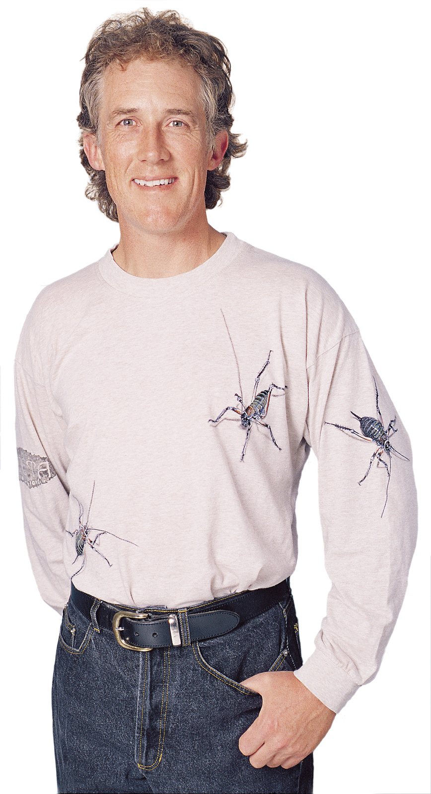 Weta long sleeve T-shirt on oatmeal marle fabric.