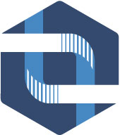 Hexagon shaped logo.