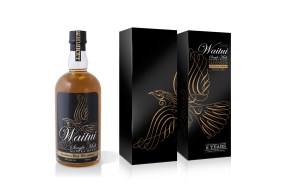 Waitui Single Malt Whiskey label and packaging.