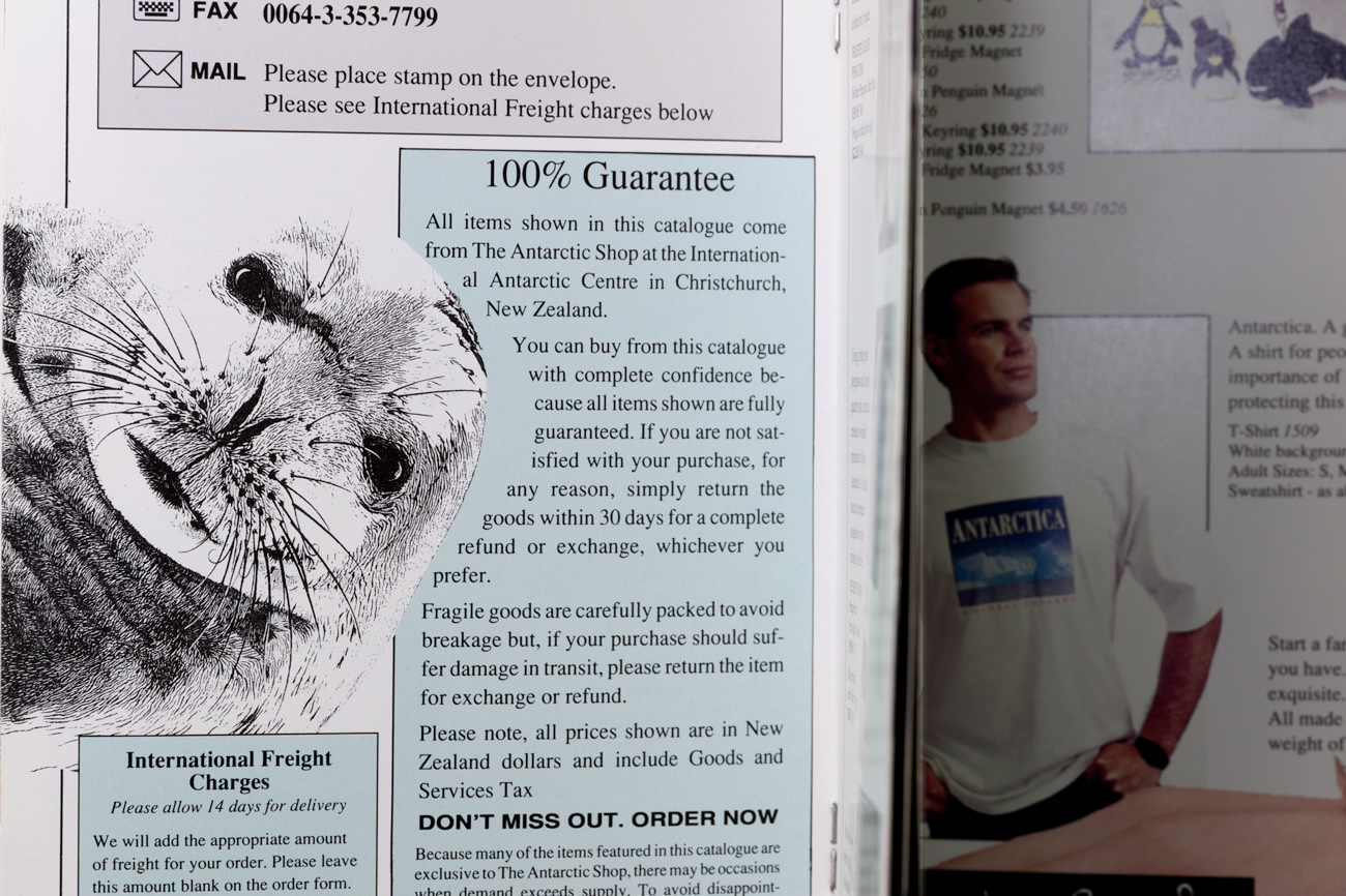 Antarctic Centre Wedddell Seal design illustrates mail order catalogue