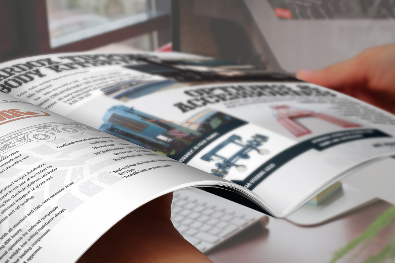 MTC Equipment 2019 Catalogue SDC Skeletal Chassis, Options $ Accessories, Hardox Tipping body kitsets spread.