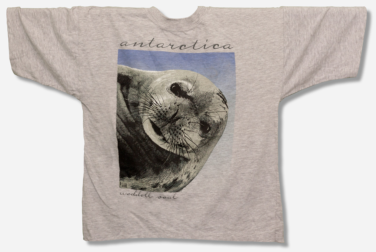 Antarctic Centre Wedddell Seal - Antarctica hand screenprint on grey marle T-shirt