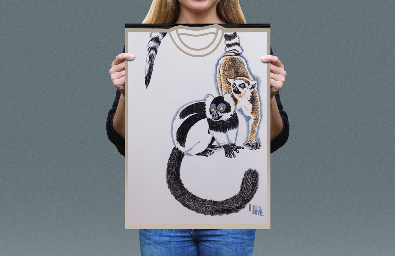 Visual presentation of Ruffed Lemur, Ring-tailed Lemur T-shirt front