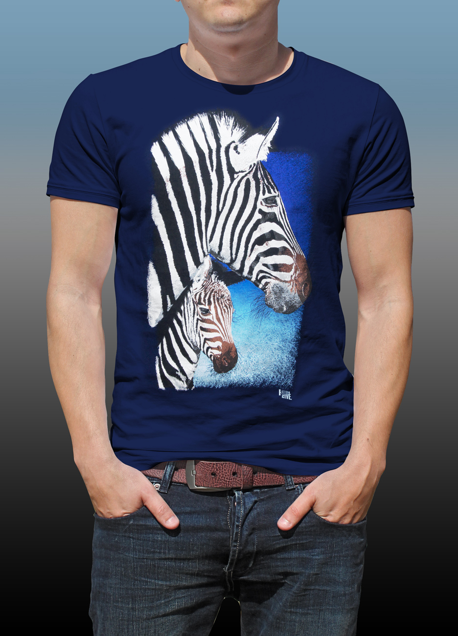 Orana Park Chapman’s Zebra screen print on a navy T-shirt