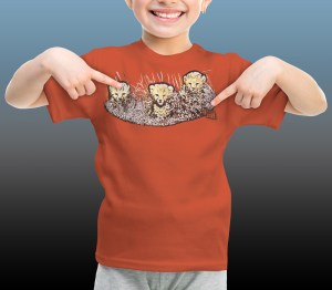 Orana Park kids’ Cheetah screen print on a burnt orange T-shirt