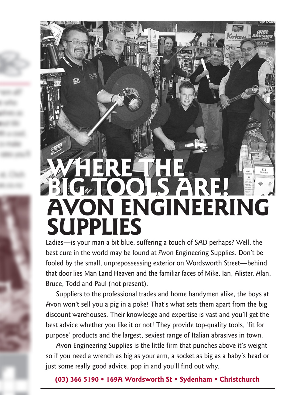The Pomeroy’s Press. Pom’s “Locals like…” profile article. Advertisement for Avon Engineering Supplies.