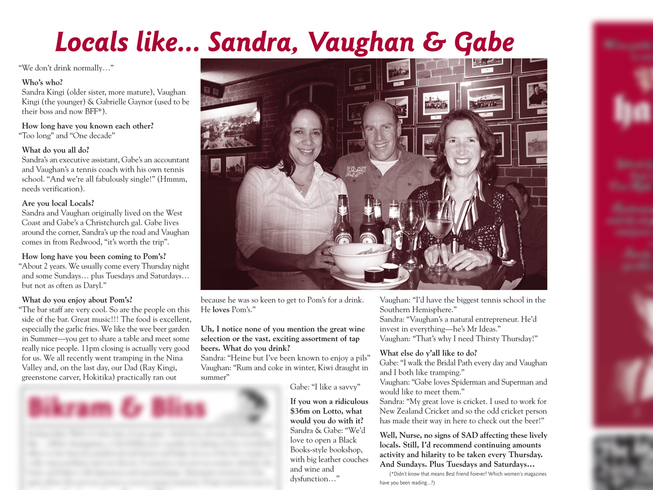 The Pomeroy’s Press. Pom’s “Locals like…” profile article. Sandra, Vaughan and Gabe.