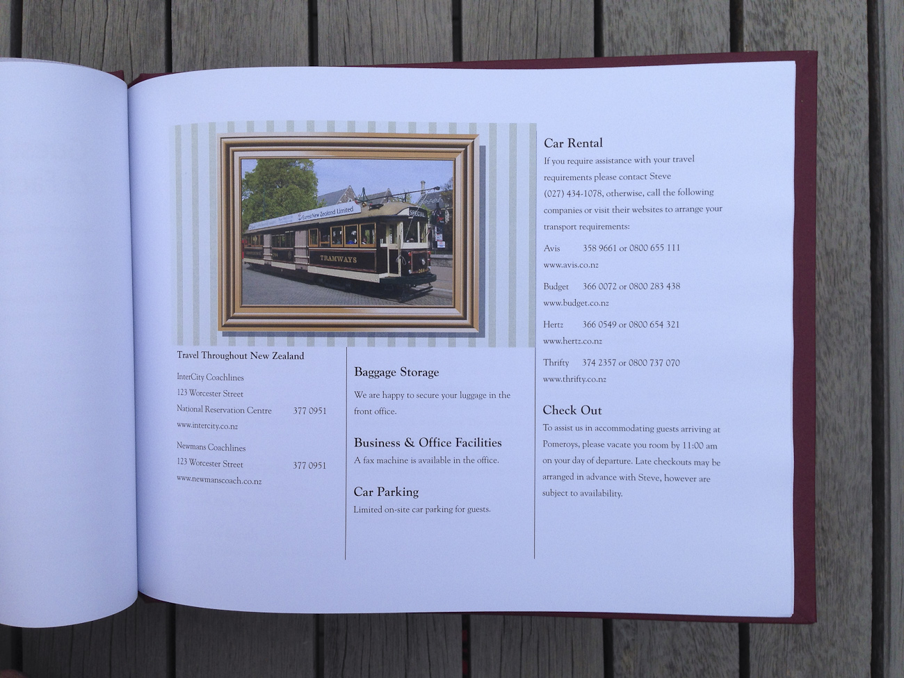 Pomeroy’s boutique accommodation, bed & breakfast guest’s compendium of travel information.