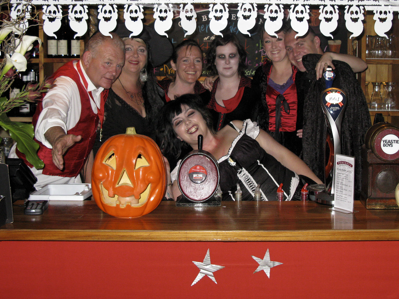 Pomeroy’s staff group photo. Halloween Party 2008.