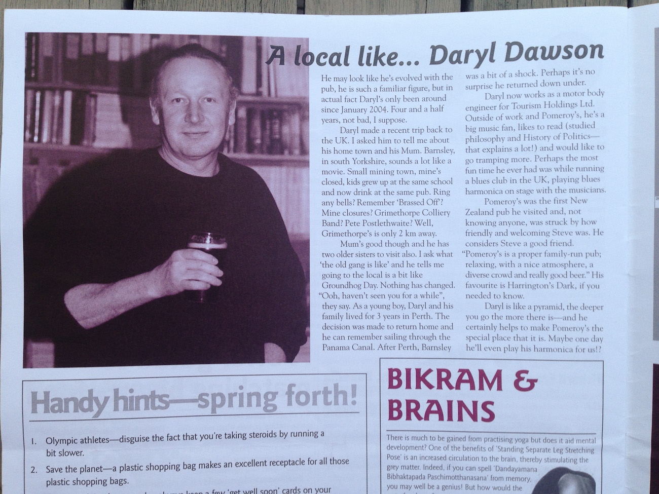 Pomeroy’s Press newsletter, feature article about local character Daryl Dawson.