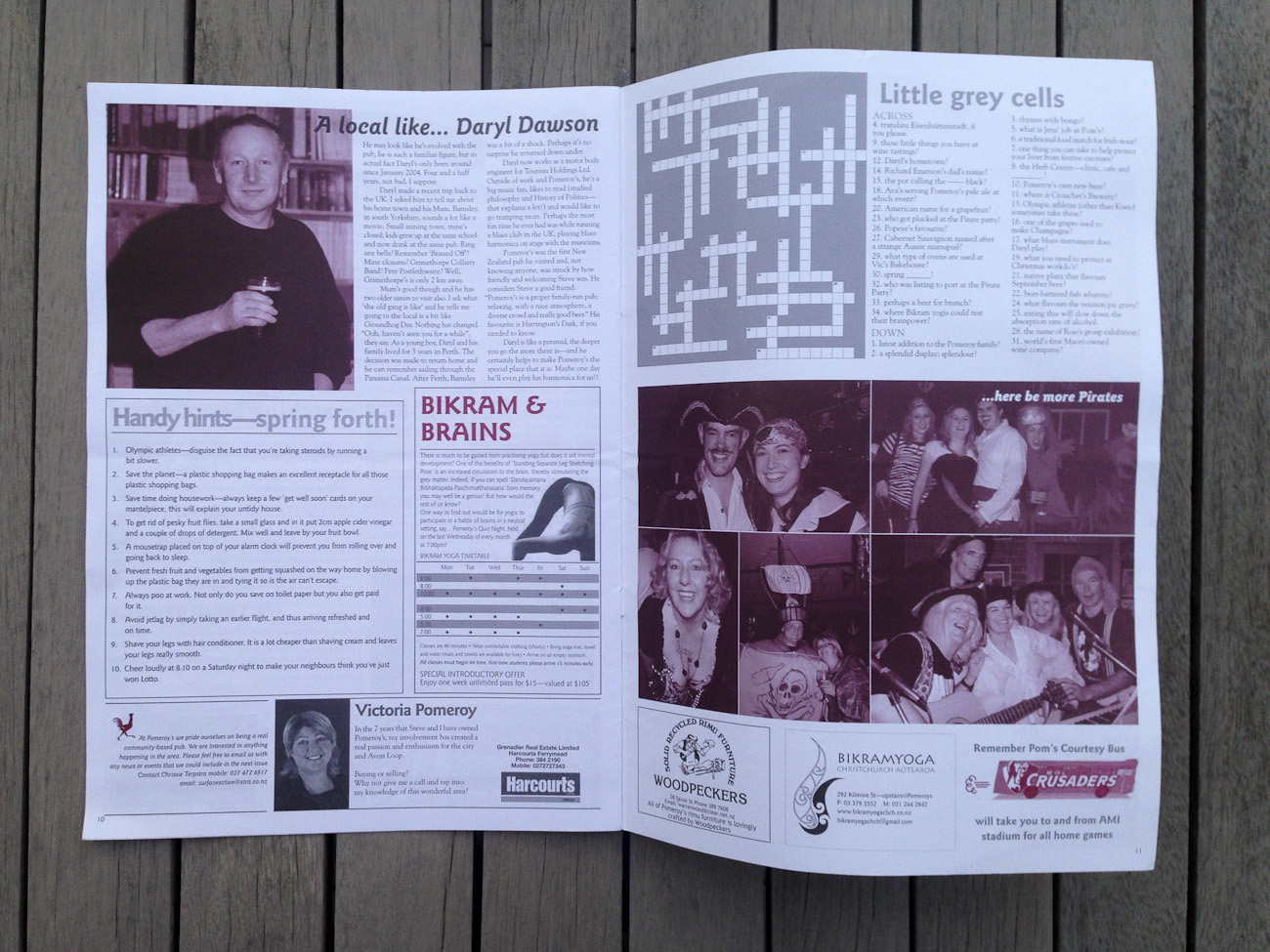 Pomeroy’s Press newsletter, pages six and seven spread.