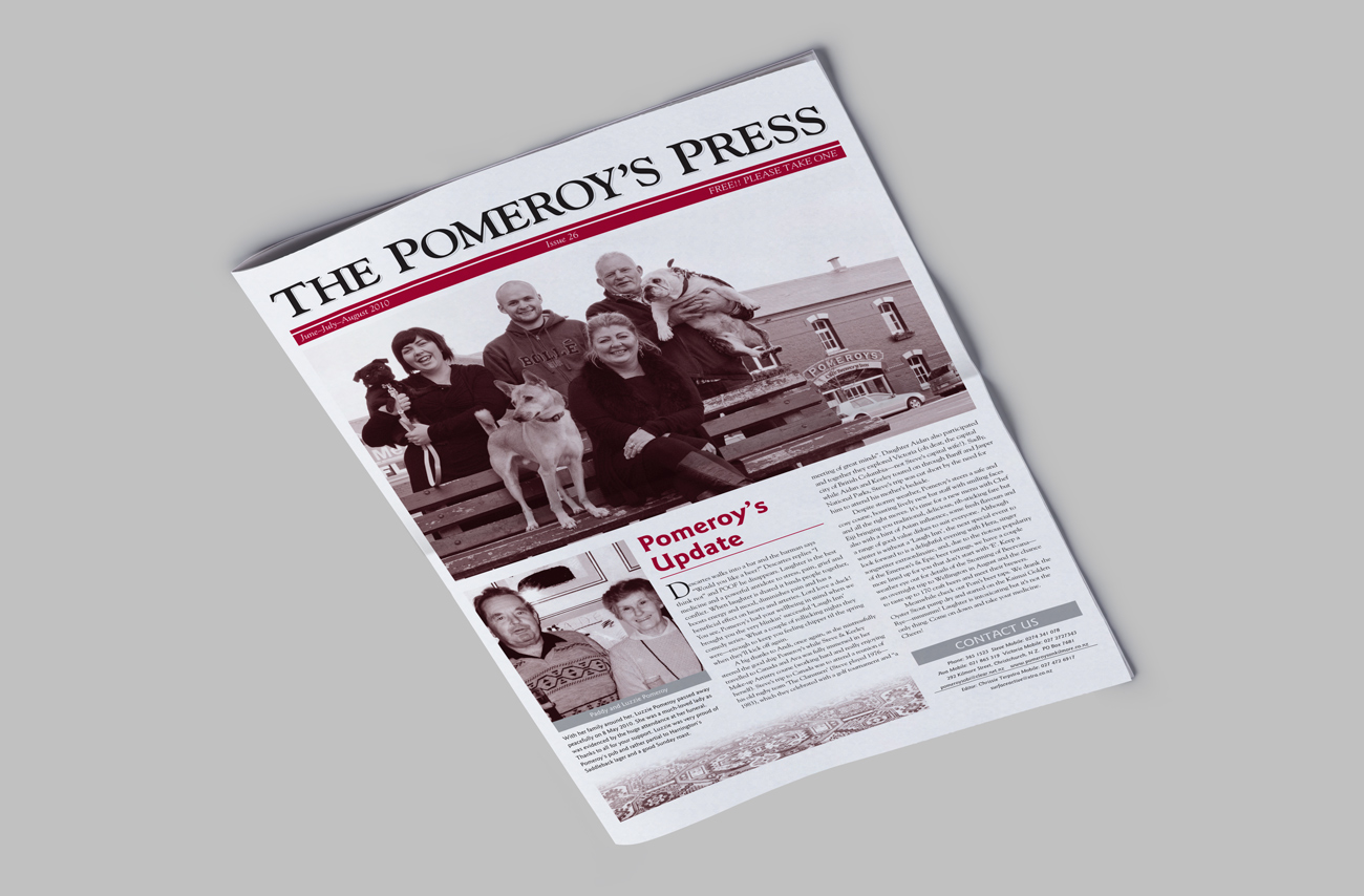 Pomeroy’s Press Jun–Aug 2010 Front page.