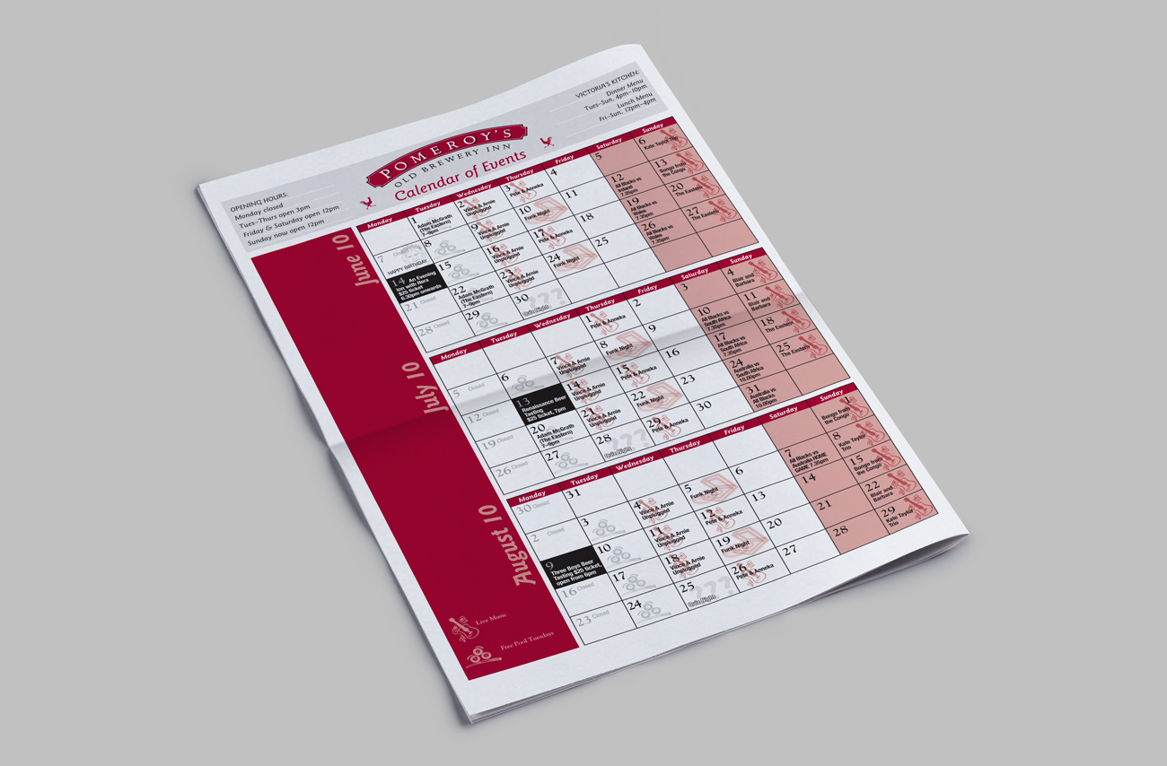 Pomeroy’s Press Jun–Aug 2010 Calendar of events.