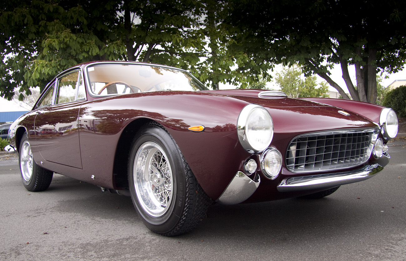 1963 Ferrari 250 GT Lusso, front three quarter view, left, close up.