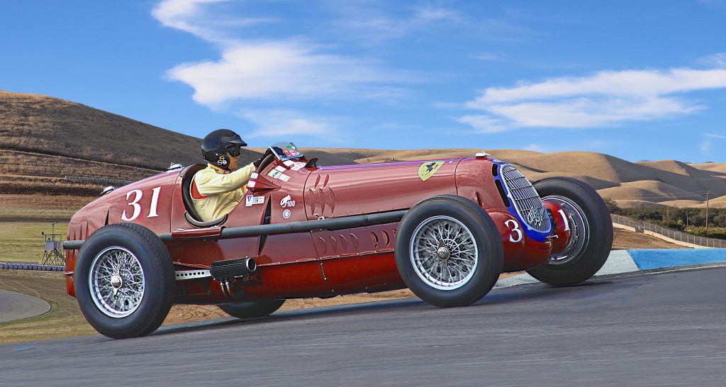 Alfa Romeo Tipo 8C, #32, Thunderhill Raceway Park, California. Peter Giddens at the wheel.