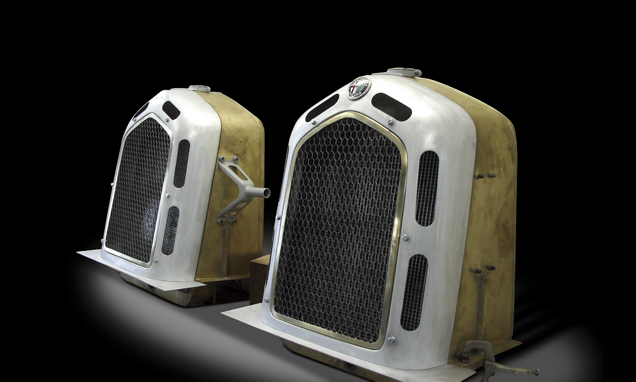 Pair of Alfa Romeo radiators hand built by Auto Restorations.