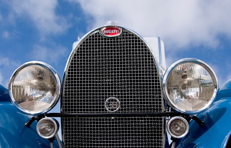 Auto Restorations, Bugatti T49 front view of radiator.