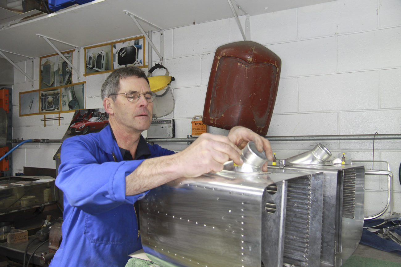 Robin Willan, Radiator Shop scene, with a pair of Warbird aircraft radiators he built.