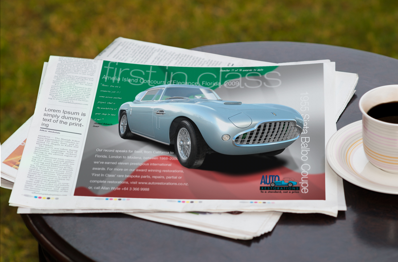 Auto Restorations Siata Balbo, First in Class Classic car magazine advertisement