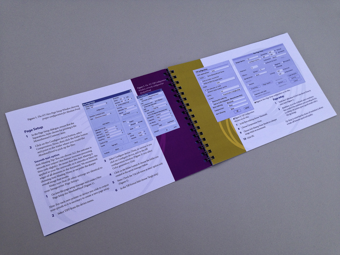 AbsoluteProof Quickstart Manual, colour, A5 landscape, inside spread.