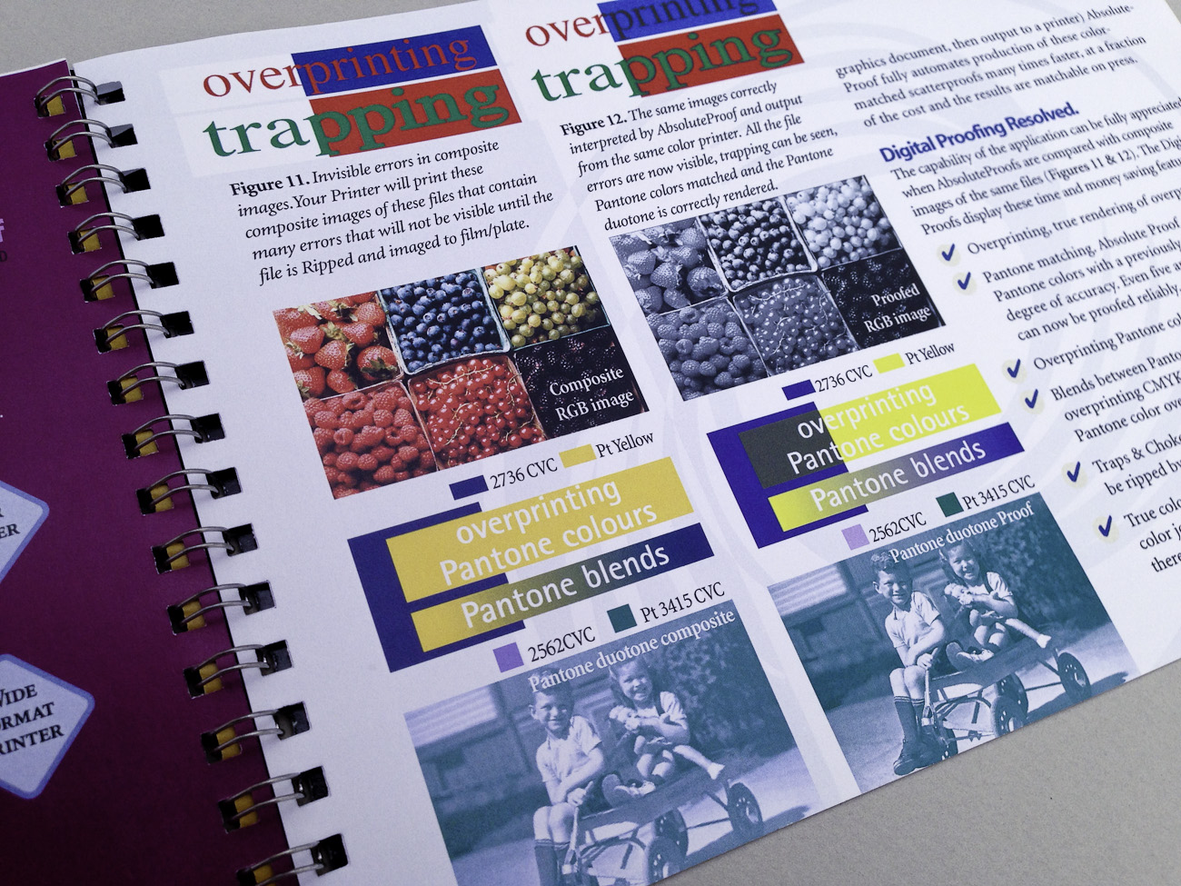 AbsoluteProof Quickstart Manual, colour, contract proof versus composite image print side-by-side comparison chart.