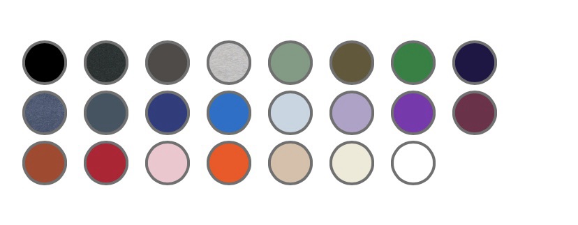 Surface Active’s t-shirt suppliers colour chart to assist customers to identify the right t-shirt for them.