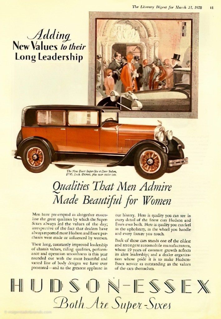 Essex Super-Six colour magazine advertisement from 1928.